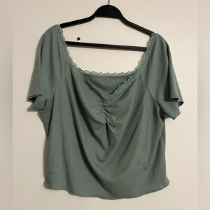 Cider Moss Green Ribbed Baby Tee